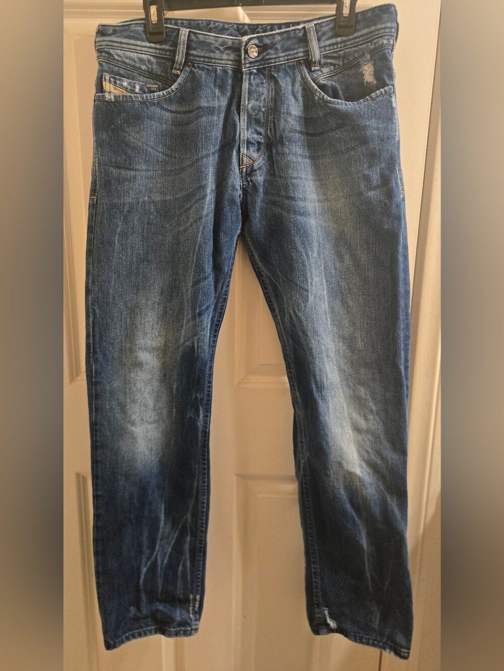 Diesel Poiak Button Fly Distressed Jeans Slim Fit Blue for Men 34x31